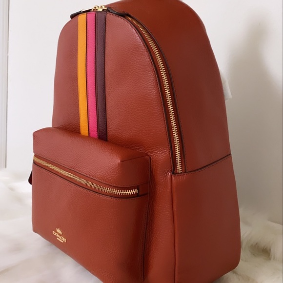 New💃Coach Charlie Backpack With Varsity Stripe - Picture 3 of 11